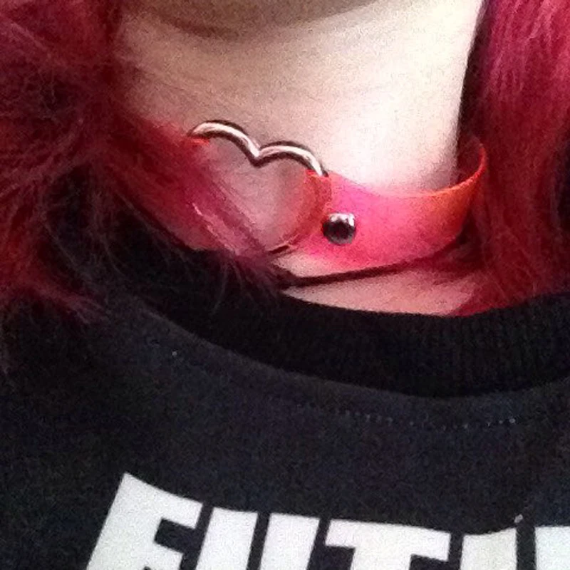 Sexy Kawaii Harajuku Handmade Black Vinyl Pink PVC Clear Choker Heart Buckle Transparent Collar Nekclace