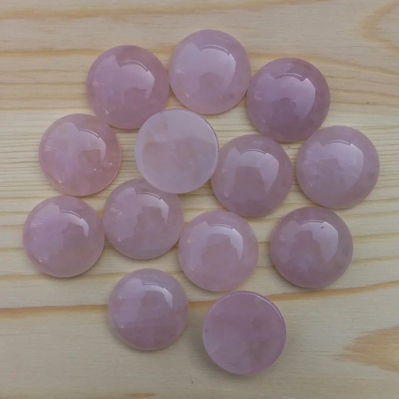 Fashion 50pcs Quartz Rose natural stone Cabochon bead no hole 6 8 10 12 14 16 18 20 MM Single arc jewelry charm Ring accsories