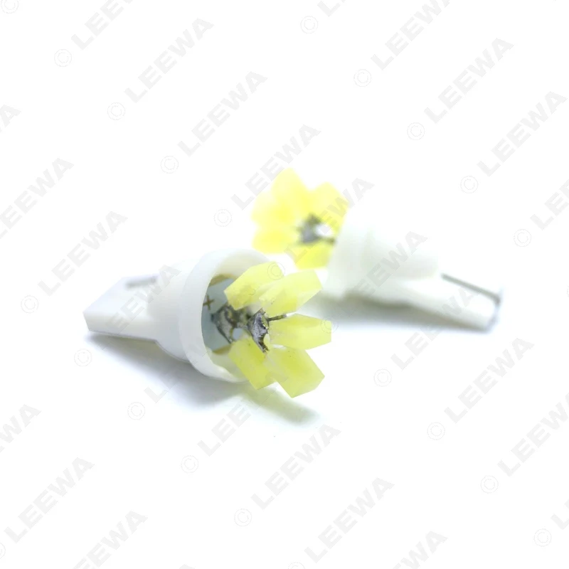 LEEWA 300pcs White Car T10 194 W5W COB 5SMD LED Lights Tree Shapes Car Side Wedge Clearance Reading Light Lamp   #CA4652