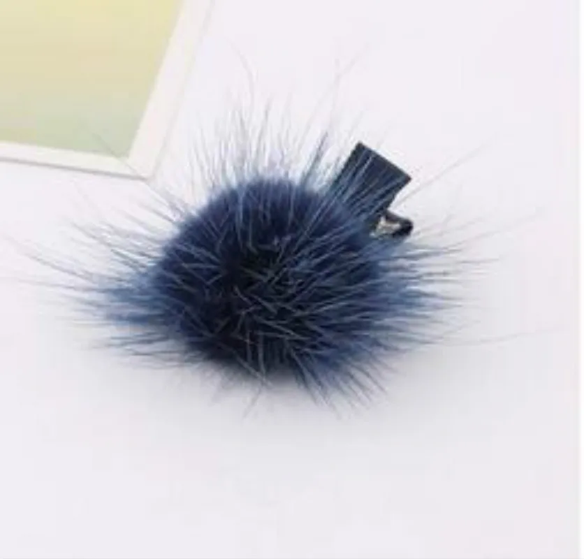 10pcs/Lot Vintage Hairpins Real Mink Fur PomPom Hair Accessories Claw Handmade for Girl kids women Children Hair Clips Clip