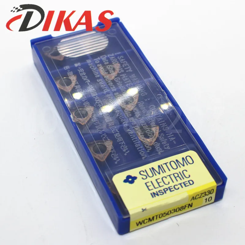 DIKAS-escariador de carburo, hoja de corte, inserto de taladro en U, 10 piezas WCMX030208 WCMX040208 WCMT050308 WCMT06T308 FN ACZ330