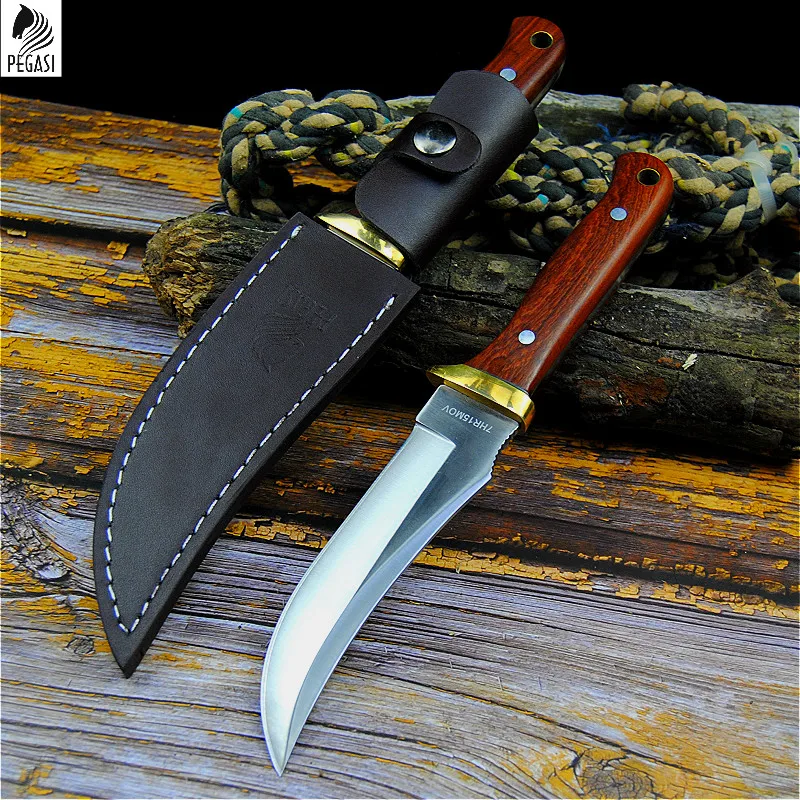 7cr15MOV tactical straight knife north American sharp hunting knife outdoor self-defense knife home slice knife + holster