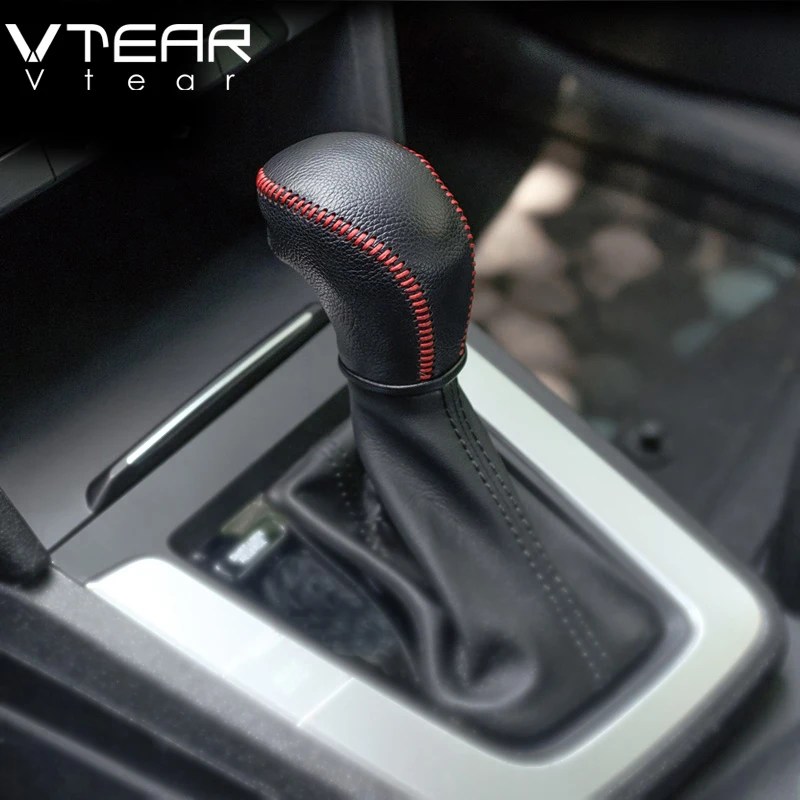 Vtear For Skoda Octavia A5 A7 Gear Shift Collars Handbrake Grips gear lever cover Interior leather car-Styling accessories parts