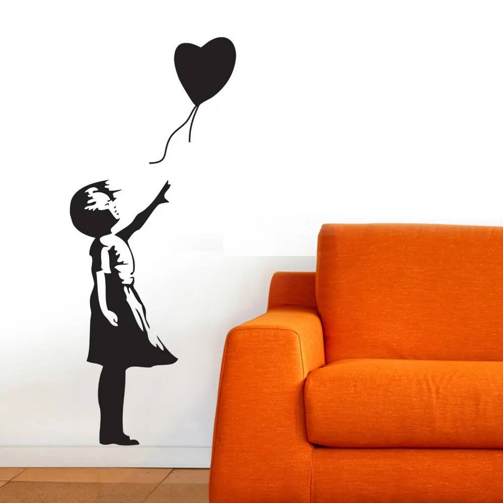 Banksy Wall Decal, Balloon Girl Inspired - Banksy Vinyl Wall Art Sticker