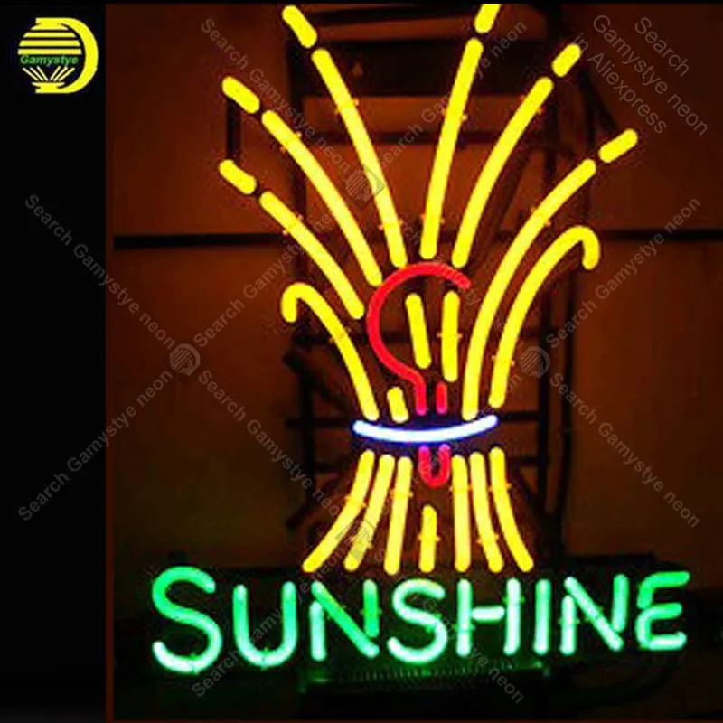 Sunshine Logo NEON LIGHT SIGN Neon Sign neon lamp REAL GLASS Tube BEER BAR PUB Store Display Handcraft Iconic Sign personalized