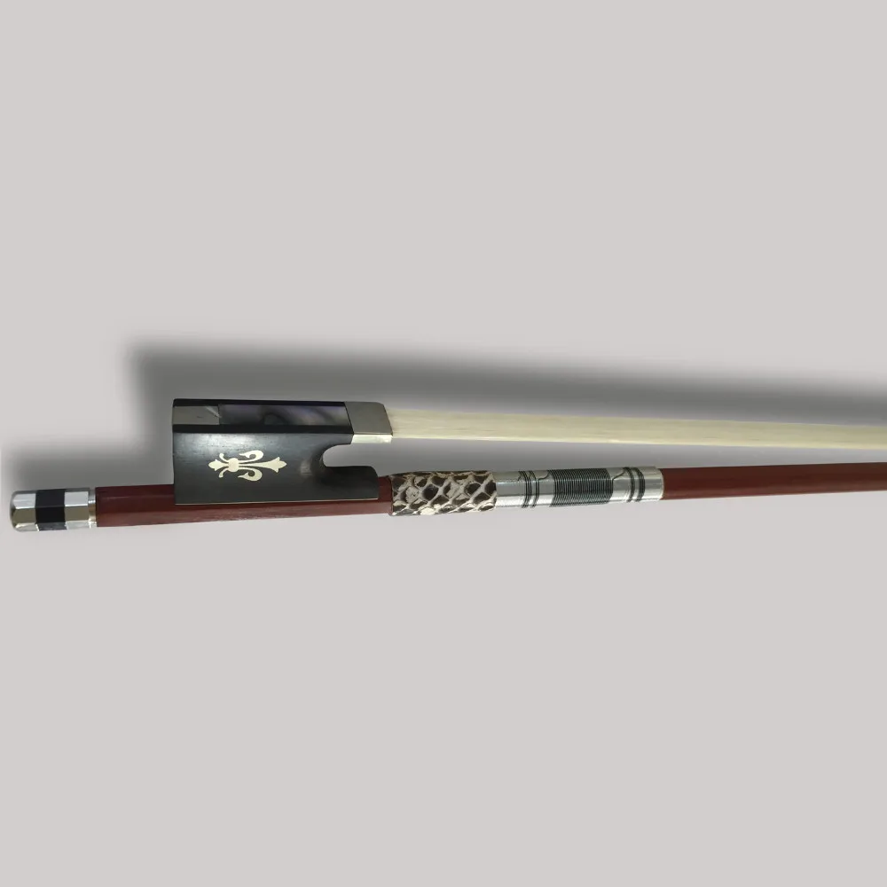 

Violin Bow Snake Skin Wrapped Carved Orchid Ebony Frog Violino Bow 1/4 1/2 3/4 4/4 Bows Straight Brazilwood violon accessoire