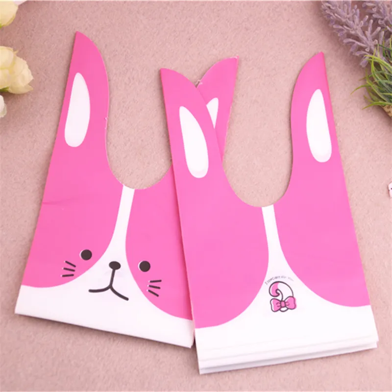 Wholesale 50pcs/lot 10x17cm Lovely Wedding Gift Packaging Biscuit Sachet Cadeau With Cat Cute Rabbit Ear Cookies Bags