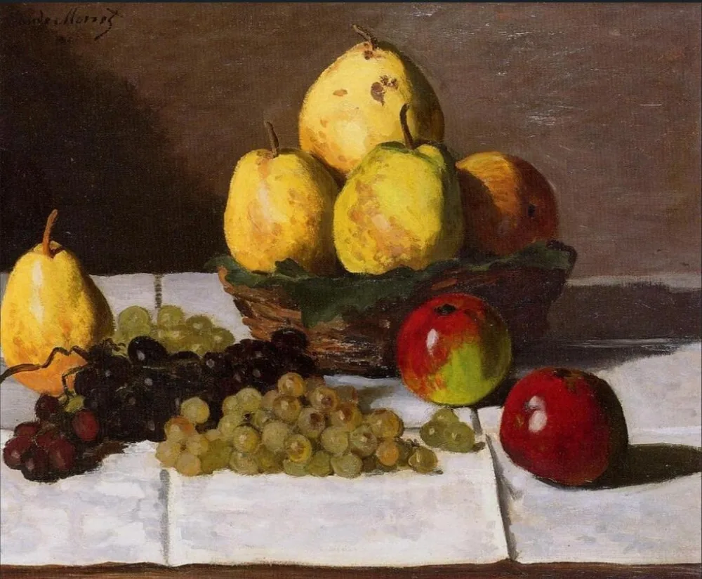 High quality Oil painting Canvas Reproductions Still Life with Pears and Grapes (1867)  By Claude Monet Painting hand painted