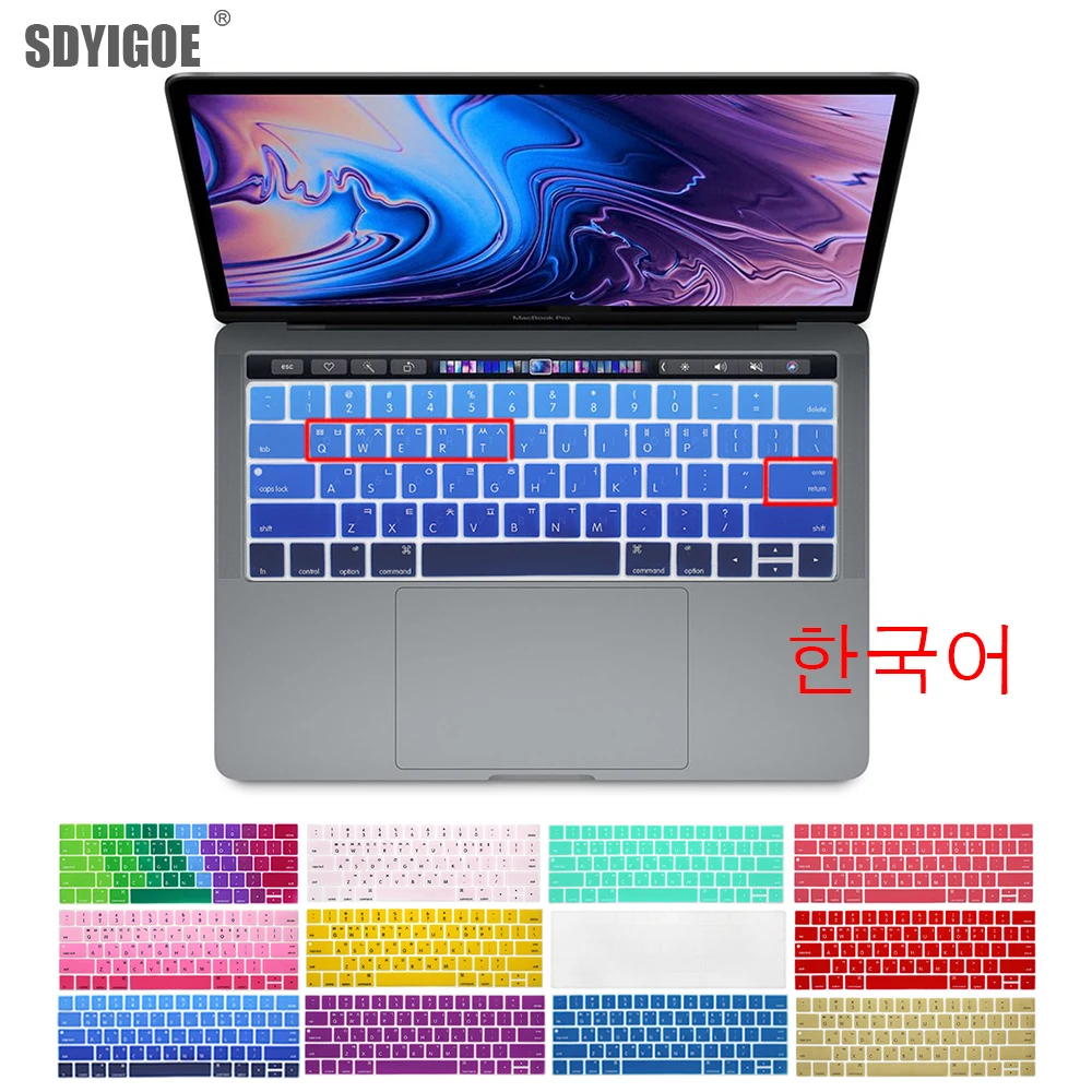 Korean Keyboard Cover Protector Skin for MacBook with touch bar 13 15 A1706 A1707A1989 Korea laptop keyboard protective film