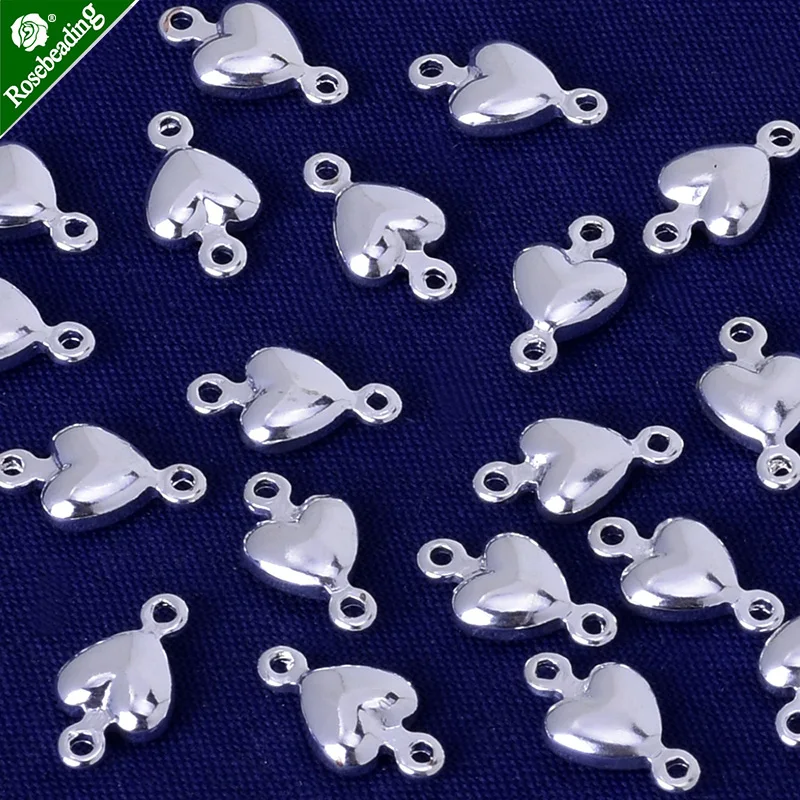 9.7x5.5mm brass heart slippy Spacer Beads with 2 holes,Spacer Connectors,spacer metal beads,sold 20pcs/lot