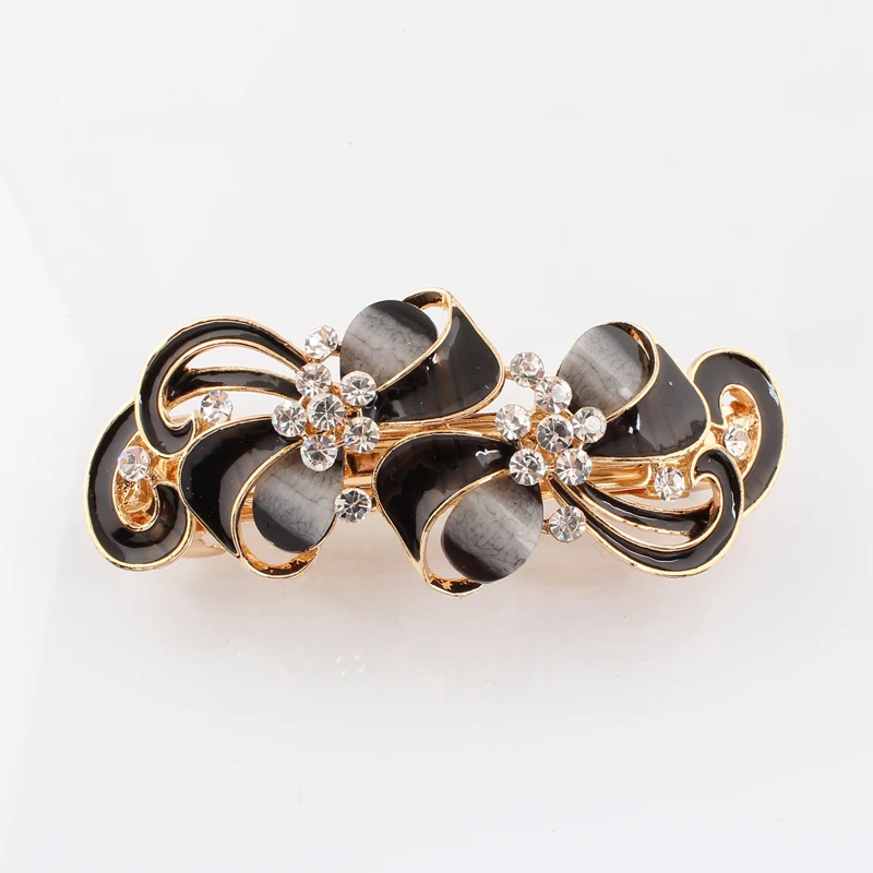 Flower cravat Hairpin nickel free  epoxy hair clips Golden plated Head wear Retail fashion jewelry