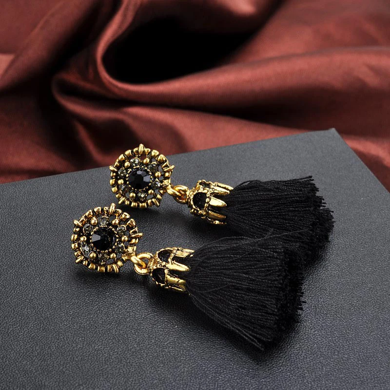 Fashion Vintage Earrings For Women Jewelry Bright Brick Earrings Flower Ancient Long Tassel Drop Earrings Dangle Brincos