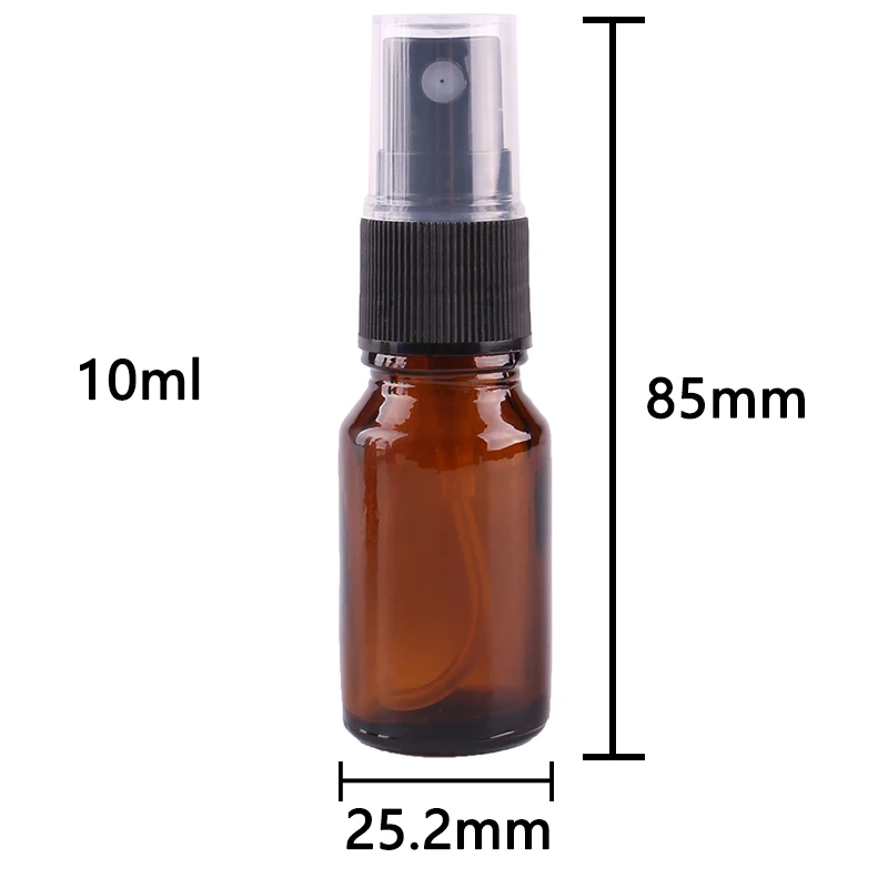 12pcs 10ml Amber Glass Spray Bottle w/ Black Fine Mist Sprayer essential oil bottles empty cosmetic containers