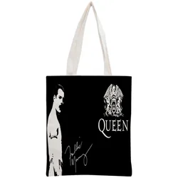 Borsa a tracolla personalizzata Queen Tote Bag riutilizzabile in tela da donna borsa a tracolla borsa a tracolla pieghevole in tela borse per la spesa