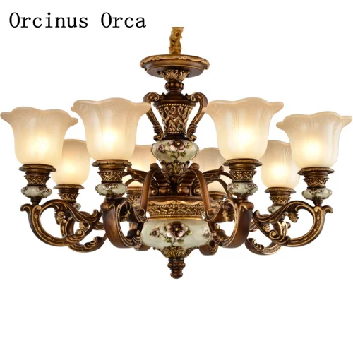 

New Classical Luxury resin engraving chandelier living room dining room European style retro art Chandelier free shipping