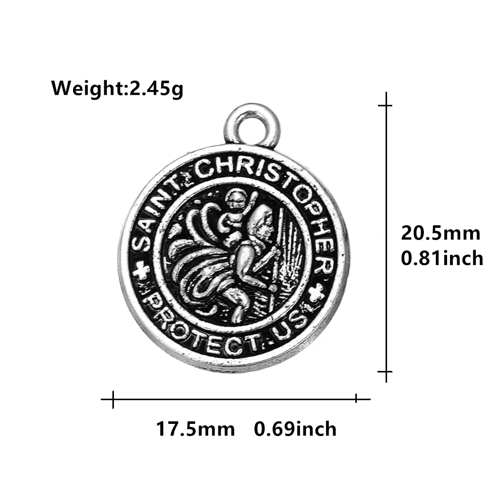 My shape 20 pcs St Saint Christopher Protect us Religious Charms Michael St Saint Jude Thaddeus Pray For Us Jewelry DIY Pendants