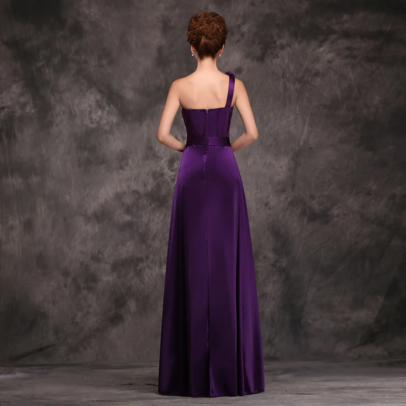 Pretty 2023 New Elegant Sweetheart Floor-Length A-Line One Shoulder Long Evening Dresses Purple Long Wedding Party Dress