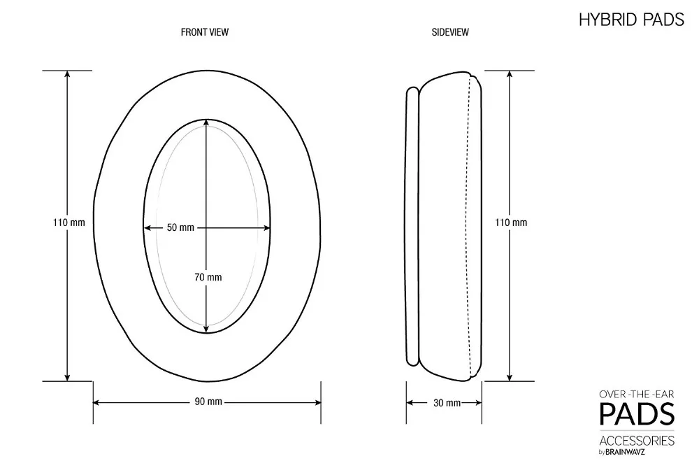 Fone de ouvido em espuma de memória híbrida, preto, pu/veludo, adequado para grande, sobre o ouvido