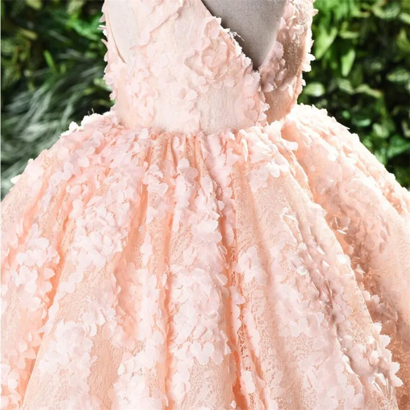 Baby Girls Dress 1st Birthday Wedding Party Princess Dress 3D Flower Lace  Kids Dresses For Girls Teenage Dresses Ball Gown