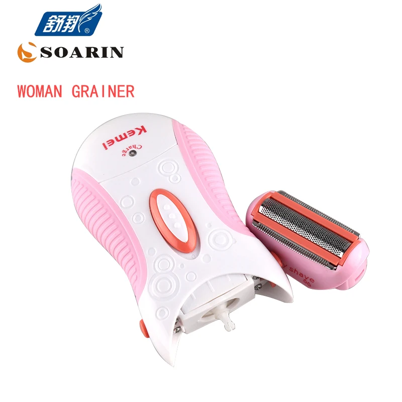 KEMEI-جهاز إزالة شعر الإبط للنساء ، جهاز إزالة الشعر الوردي فقط ، ماكينة حلاقة قابلة لإعادة الشحن ، للجسم