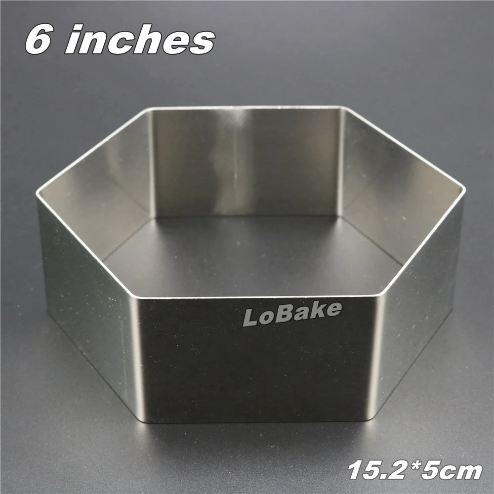 

6 inches 5cm height 304 stainless steel hexagon shape mousse ring fondant birthday cake mold pancake mould for DIY baking tools