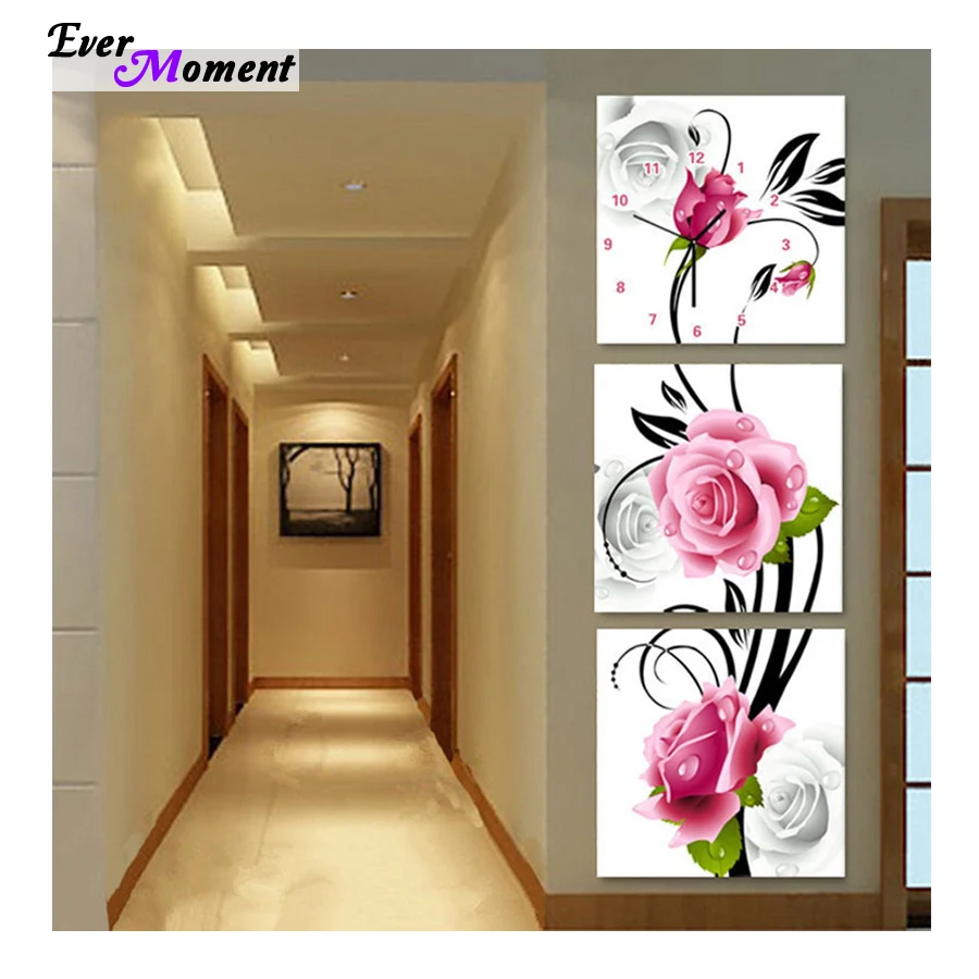 DIY Full Diamonds Embroidery Triptych flowers roses vertical version Diamond Painting Cross Stitch Diamond Mosaic ASF197