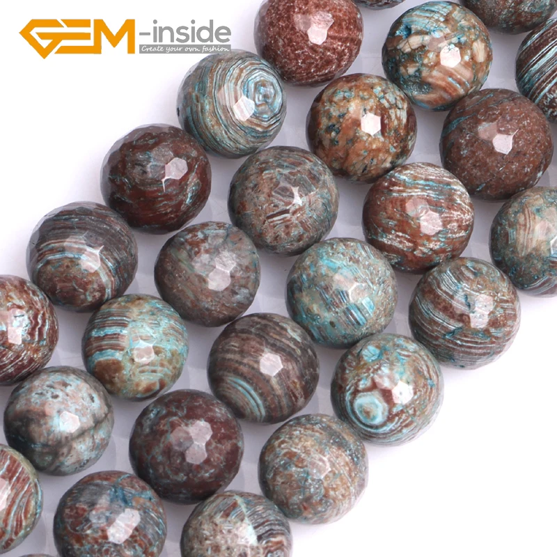 GEM-inside 4mm-14mm Round Faceted Crazy Lace Agat e(dyed color)Stone Beads Loose Beads For Bracelet Making Strand 15 inches DIY!