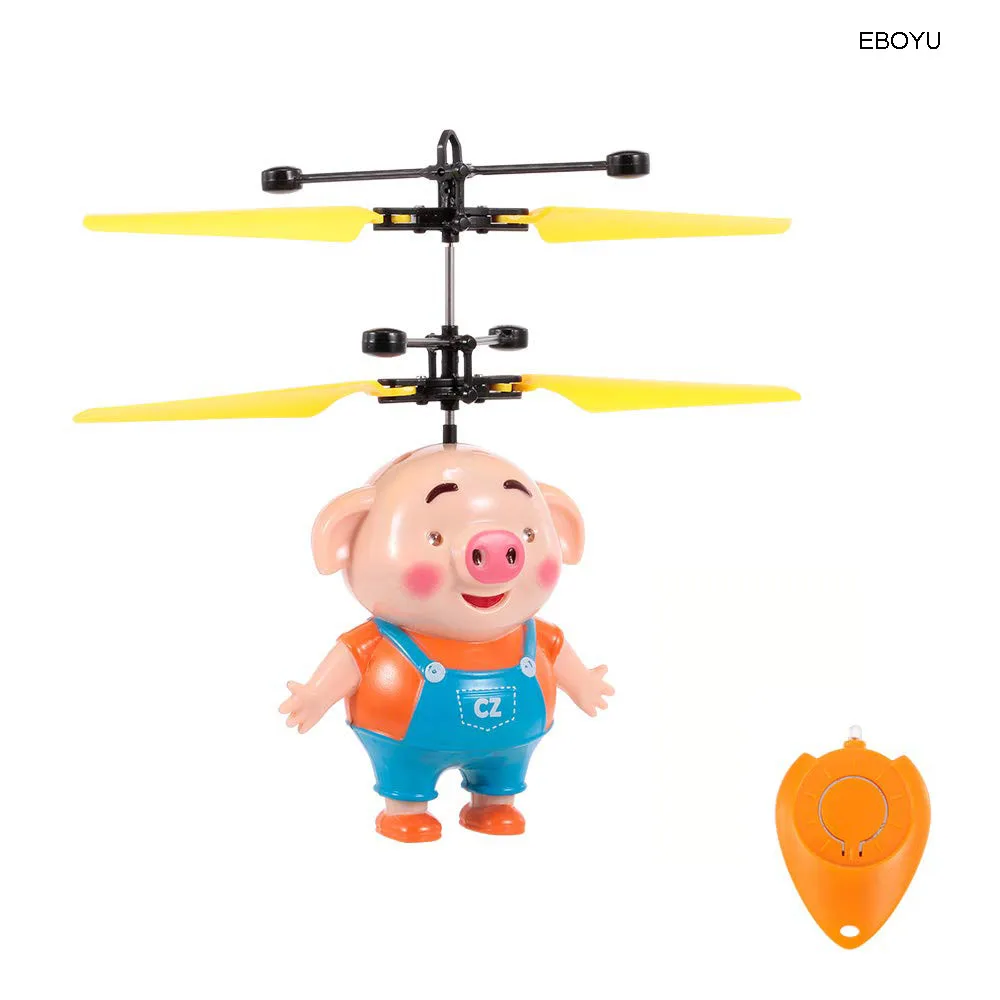 3pcs* EBOYU Mini Flying Piggy Infrared Induction Drone LED Flashing Light Aircraft RC Toy Remote Controller Great Gift Kids