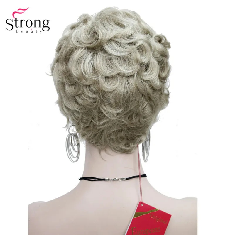 StrongBeauty Short Fluffy Natural Wave Blonde Full Synthetic Wigs Women\'s Hair Wig 6 colors for choose