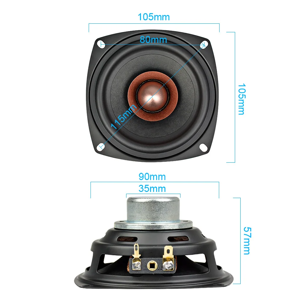 AIYIMA 2Pcs 4Inch Audio Portable Speakers Full Range Middle Bass 4Ohm 25W Midrange Speaker DIY For Home Theater Sound System