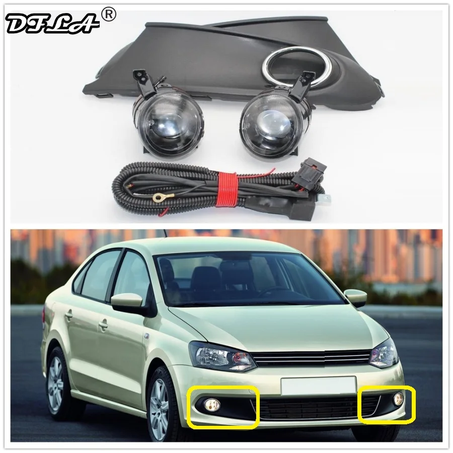 

For VW Polo Vento Sedan Saloon 2011 2012 2013 2014 2015 2016 Convex Lens Fog Light Fog Lamp Fog Light Cover And Harness Assembly