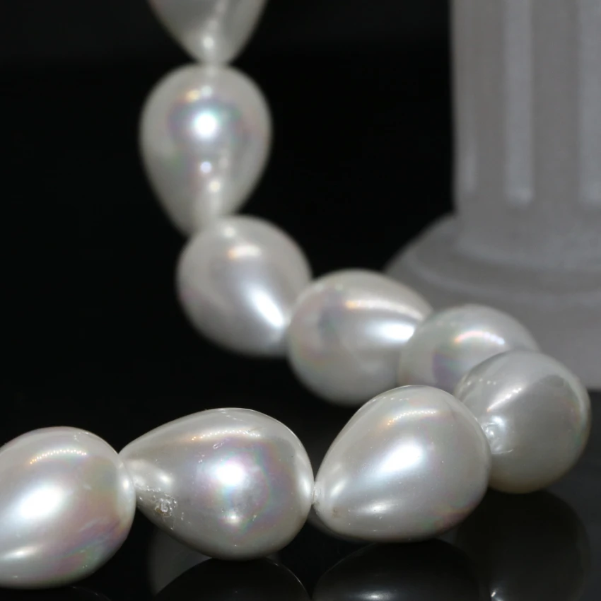 Factory outlet fashion natural white shell pearl teardrop 14*18mm waterdrop fit diy necklace women  jewelry beads 15inch B2265