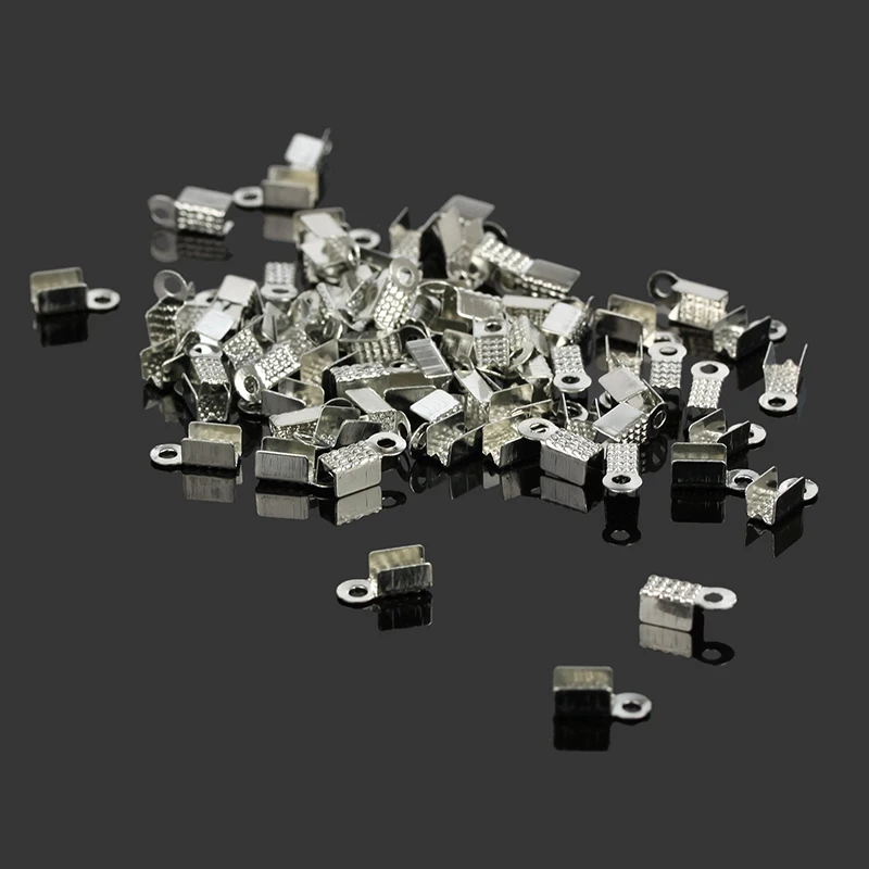 

500pcs/lot Fashion Iron Cord End Caps Fit 3mm Cord Clips for Necklace Bracelet Connectors Clasp,DIY Accessories 3.5x9mm