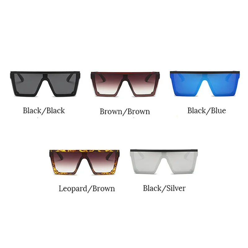 2020 New Oversized Sunglasses Women Big Frame Square Flat Top Rivet Sun Glasses Female Men Vintage Mirror Shades Gradient UV400