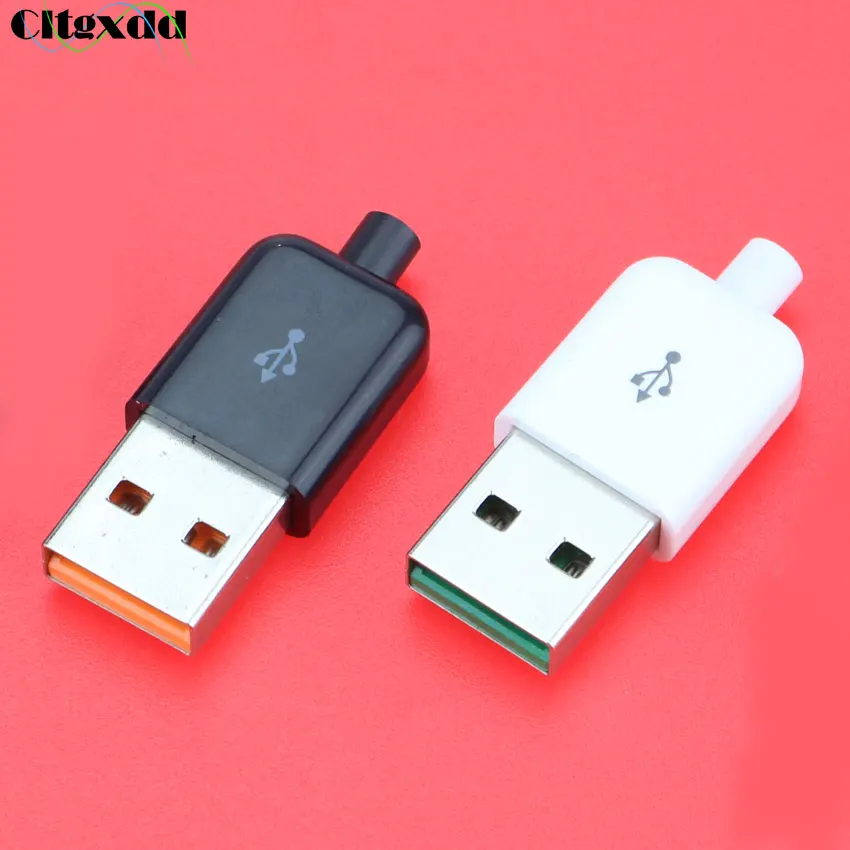 

1 Piece DIY USB 2.0 Connector Plug A Type Male 4 Pin Assembly Adapter Socket Black White Plastic Shell For Data Connection