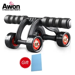 4 Wheels Power Wheel Triple AB Abdominal Roller Abs Workout Fitness Machine Gym Knee Pad