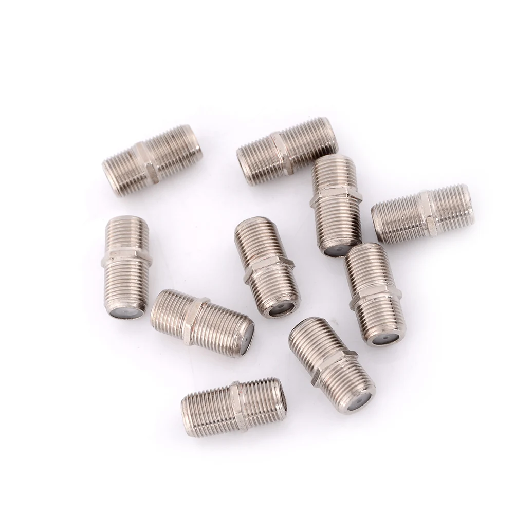 10pcs/Pack F Type Coupler Adapter Connector Female F/F Jack RG6 Coax Coaxial Cable  Used In Video High Quality