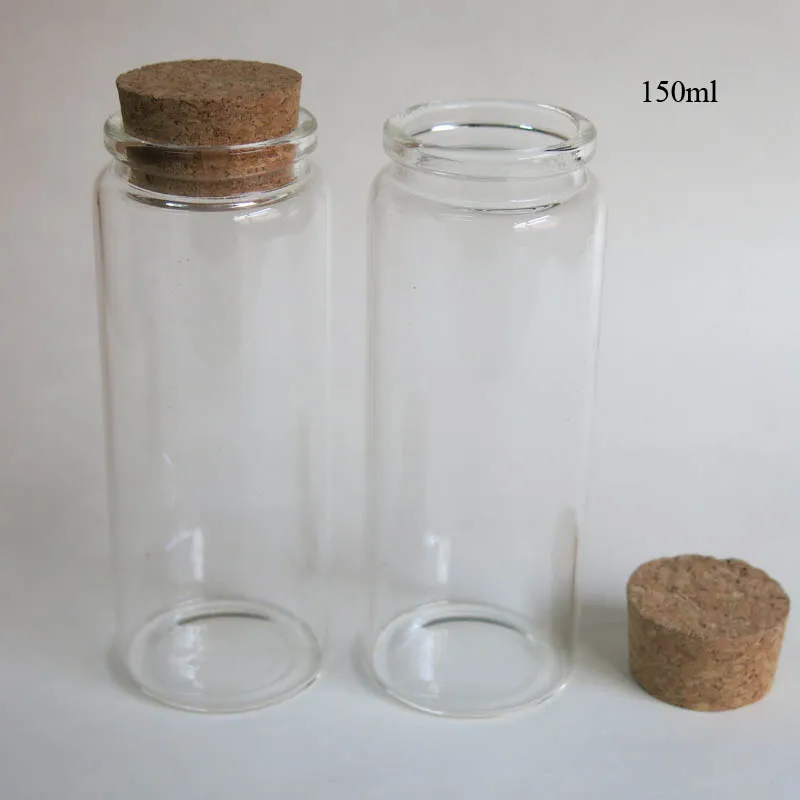 60 x 150ml Empty Glass Bottle with Cork 5oz Wishing Cork Stoppered Bottle Glass Jar used for Storage Craft Glass Container