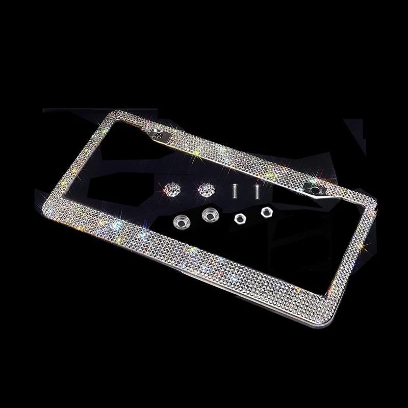 

Рамка номерного знака Bling Crystal Женская Роскошная ручная работа фоторамка для автомобиля с кнопкой зажигания для грузовика США и Канады