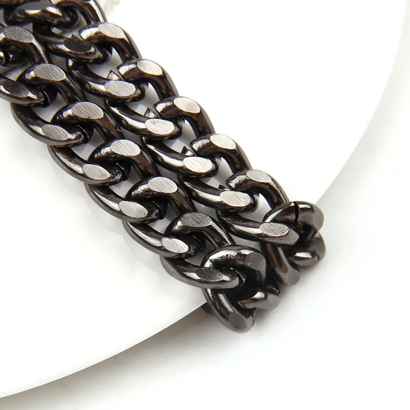 Aluminum Gun Black Flat Byzantine Necklace Twisted Curb Chains Bulk Fit Bracelets Open Link Chain For DIY Jewelry Making