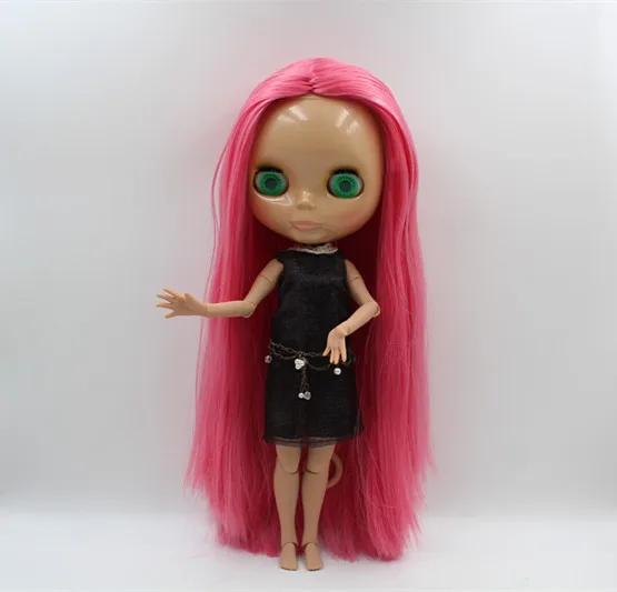 Blygirl Blyth doll Nude dolls union body peach pink straight hair Tan skin 19 joint DIY doll can change makeup