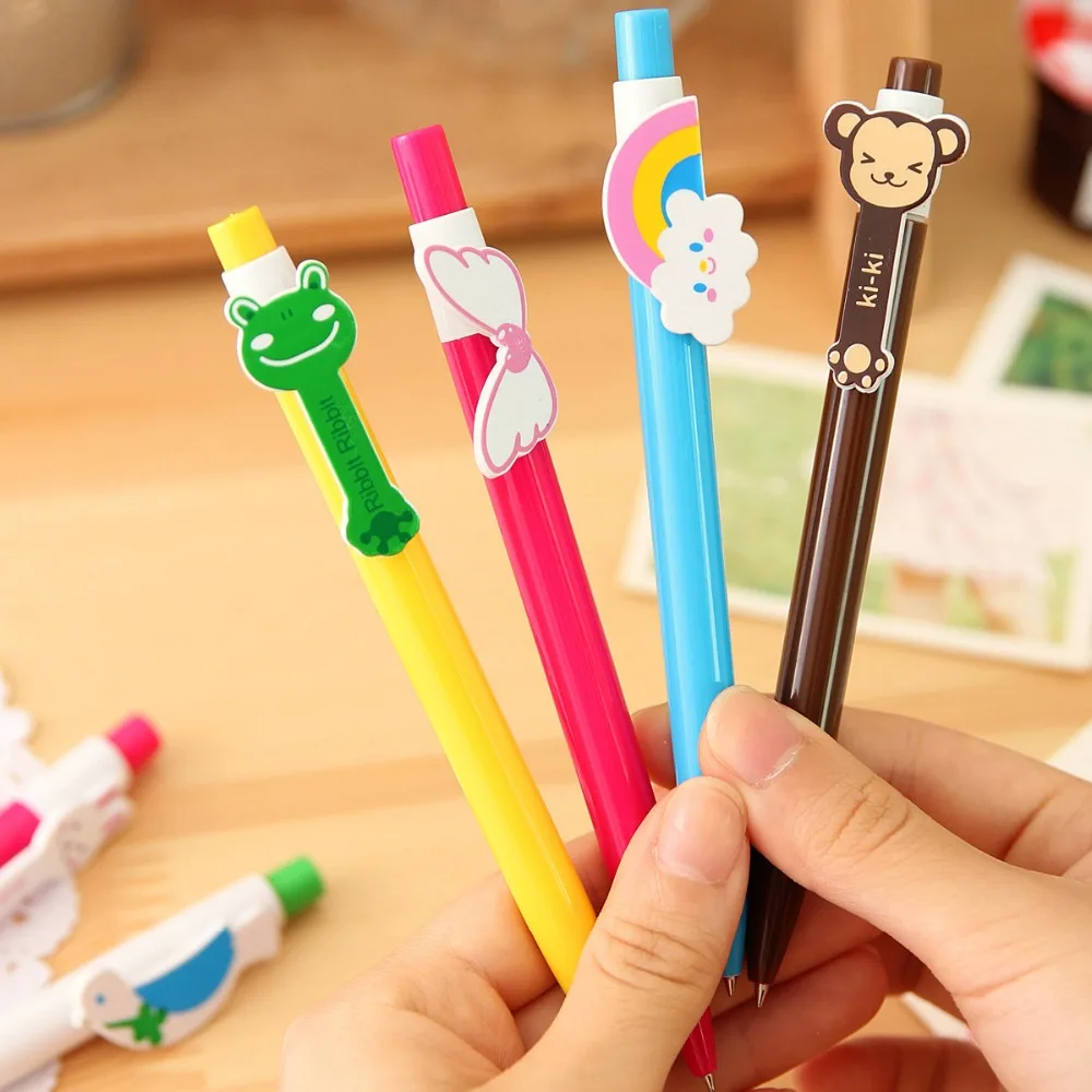 Korea Stationery Cartoon Animal Ballpoint Pen Creative Cartoon Rainbow Wings Writing Tools 24pcs / lot