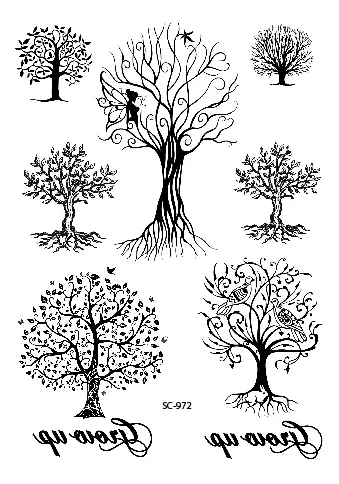 

SC-972/Latest Taty Black Classical Tree Tattoo Designs Waterproof Fake Body Temporary Tattoo Stickers Black Tatoos tatuagem