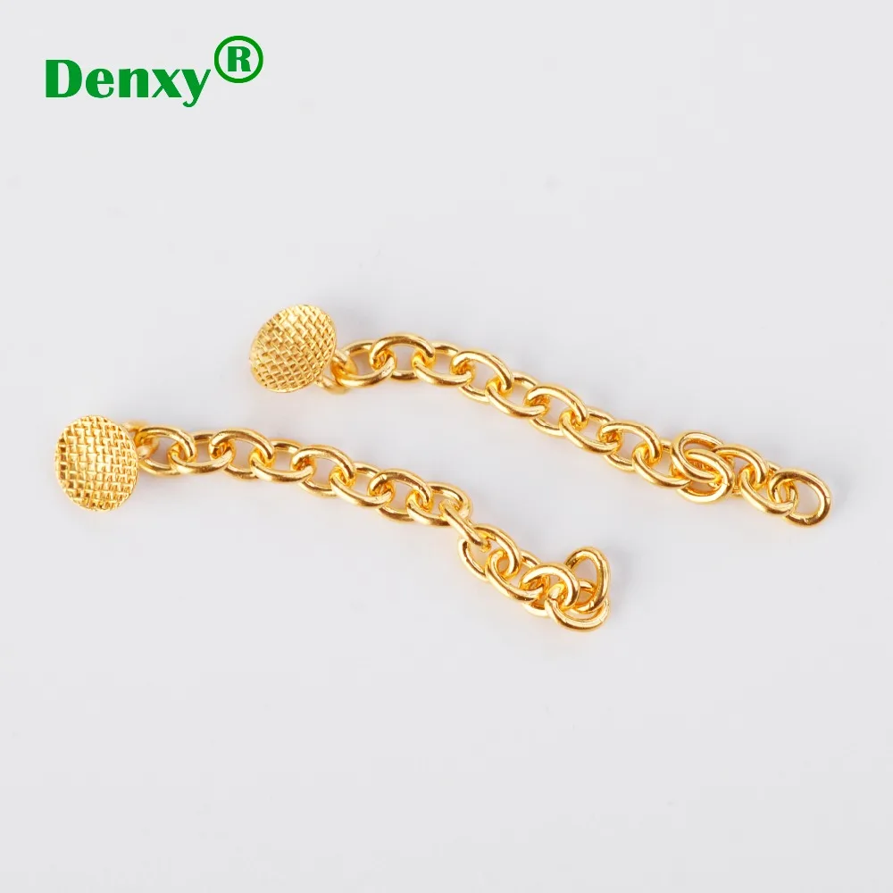 Denxy 10pcs High Quality Golden Lingual Button Chain Orthodontic Lingual Button Golden Dental Traction Orthodontic Bracket