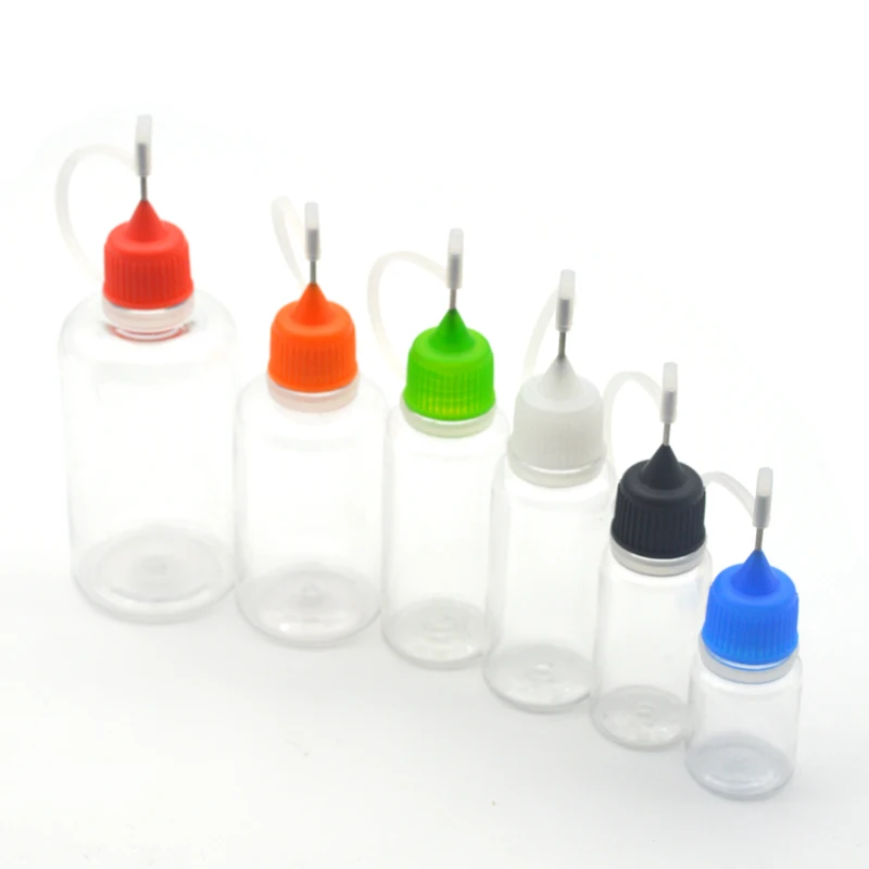 5pcs 3/5/10/15/20/30/50/100ml Empty Refillable E-liquid PET Plastic Square Bottle With Metal Needle Cap Dropper Bottle