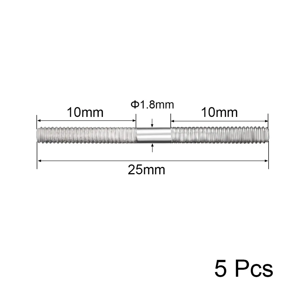 Uxcell 5 pçs m2 pushrod conector de aço inoxidável haste ligação para rc barco carro avião helicóptero l30mm 25mm 35mm 45mm 65mm 75mm