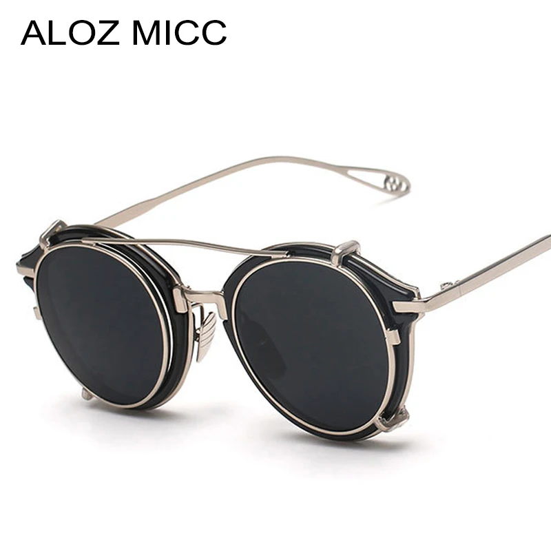 ALOZ MICC Steampunk Sunglasses Men Classic Removable Clip Lens Sun Glasses Brand Designer Women Round Eyeglasses UV400 Q437