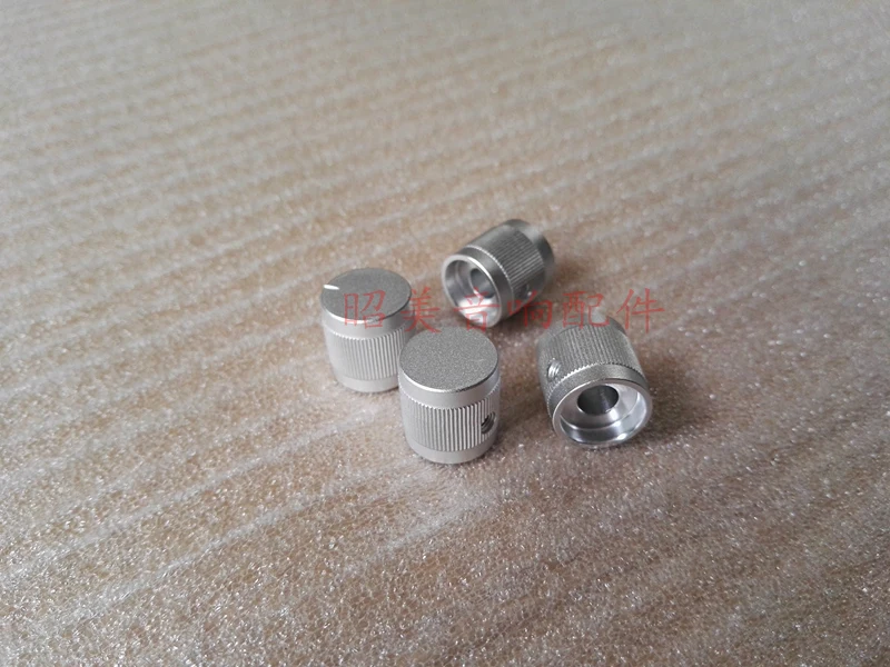 Srebrny/czarny średnica 15mm wysokość 15mm wzór paskiem w całości z aluminium solidne pokrętło wzmacniacza hifi pokrętło głośności pokrętło potencjometru