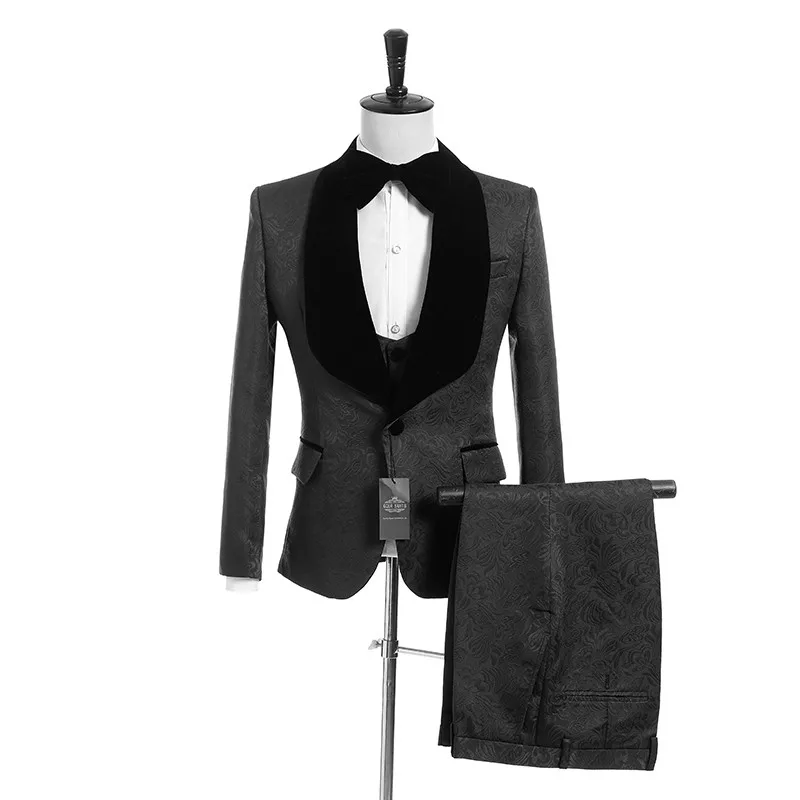 

New Arrival One Button Groomsmen Peak Lapel Groom Tuxedos Men Suits Wedding/Prom Best Man Blazer ( Jacket+Pants+Vest+Tie) A03