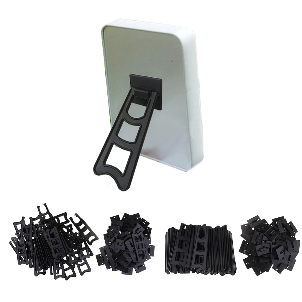Black 50cs/set Plastic Easels Plate Display Stands Picture Frame Stand Holder Black Tone, 2 Size Choose